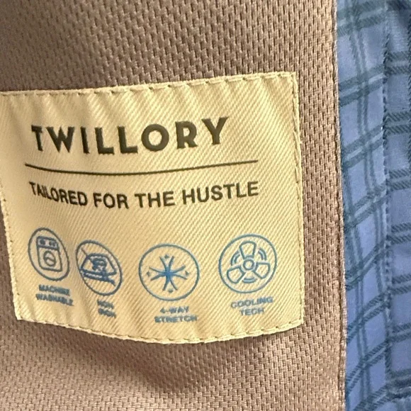 Twillory Men's Blue Black Checked Blazer Sport Coat 2 button washable - Picture 2 of 6